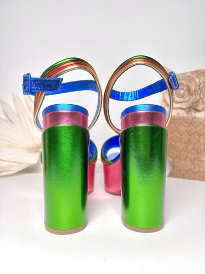 W Shoe Size 41 Christian Louboutin Rainbow Leather NWOT Heels