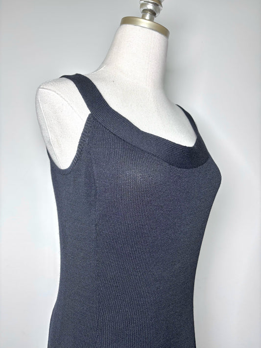 Women Size 2 St. John Black Knitted Wool Dress