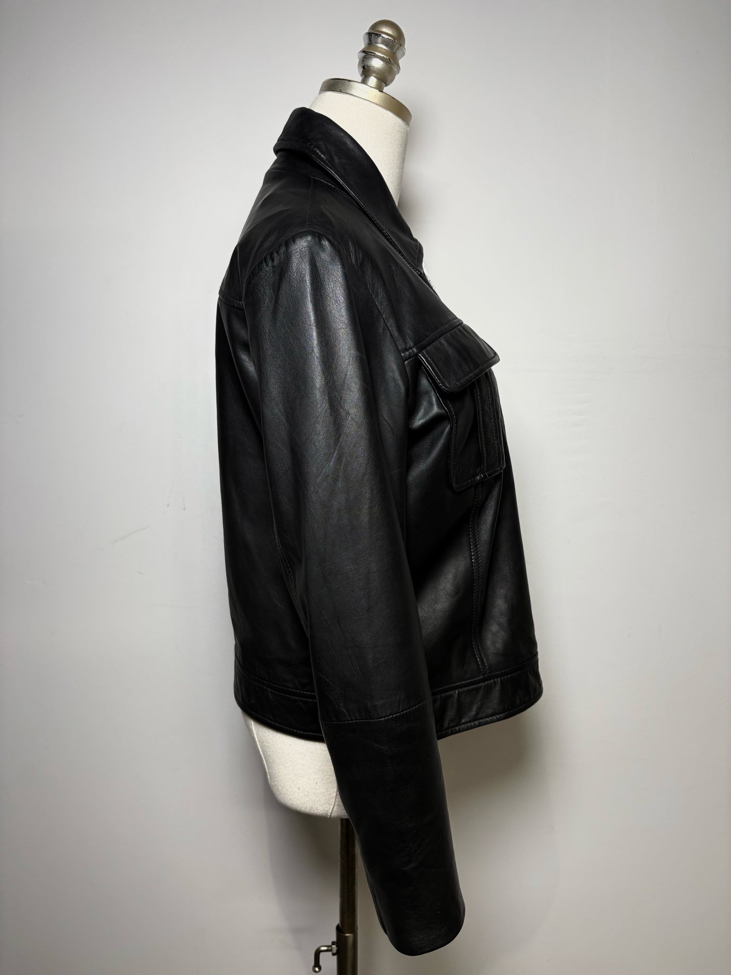 Women Size L Bod & Christensen Black Pure Leather Pre-Owned Jacket