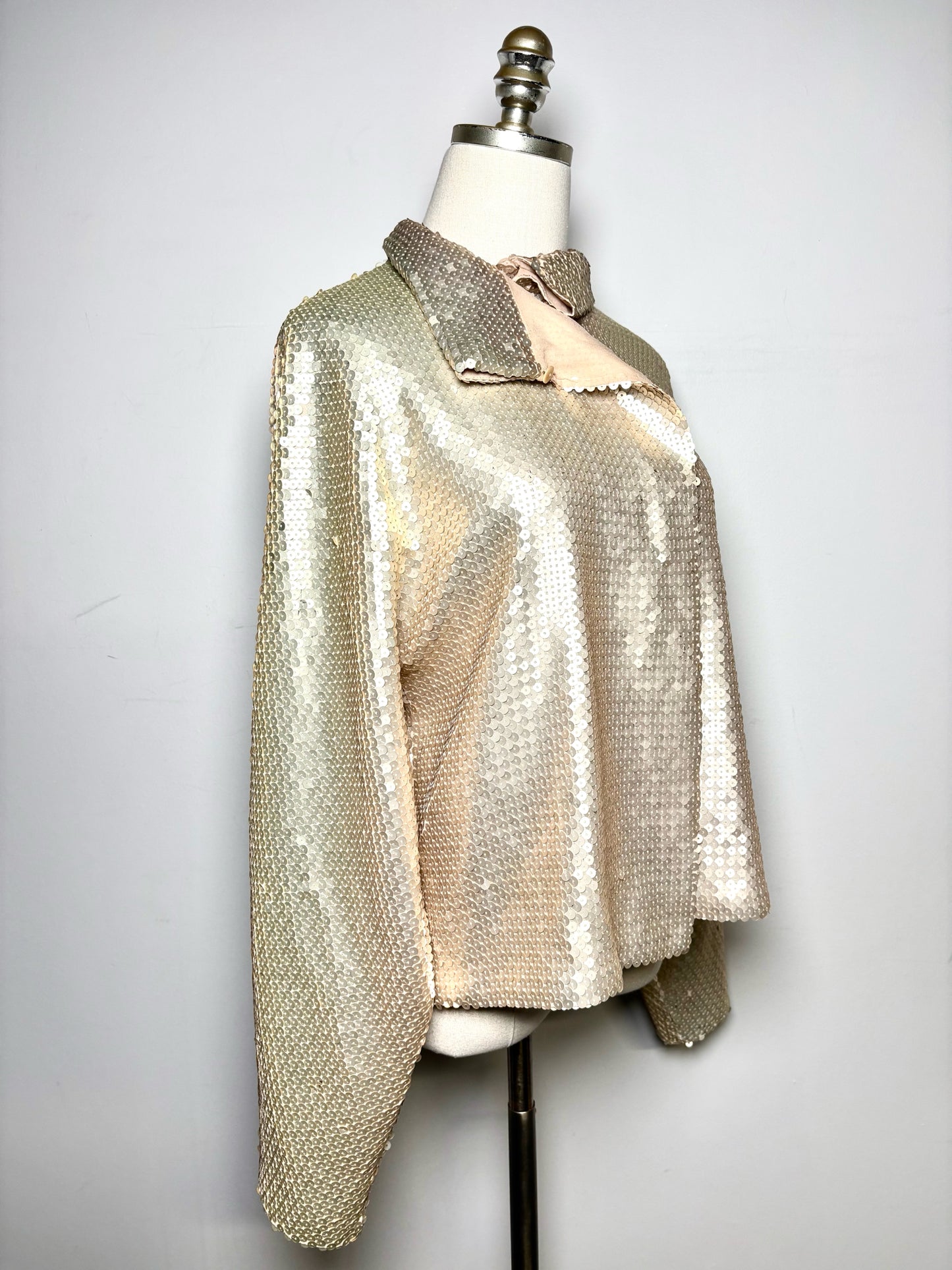 Women Size 8 Genny Pale Pink Sequins Silk Pre-owned Jacket