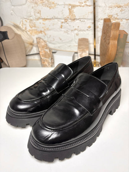 W Shoe Size 9.5 Michele Lopriore Black Leather Brush NWOT Oslo Loafers