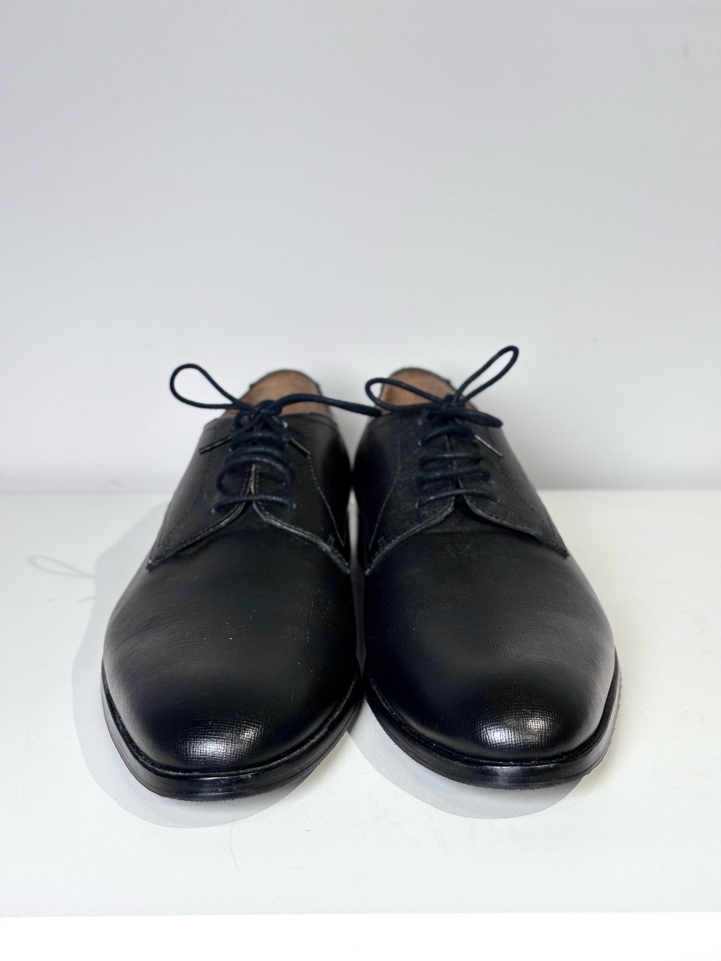 Hugo Boss Black Leather Solid Size 12 Cowhide Men's Shoes