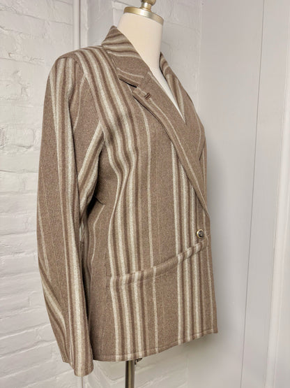 Women Size 44 Gianni Versace Brown Pinstripe Vintage Blazer