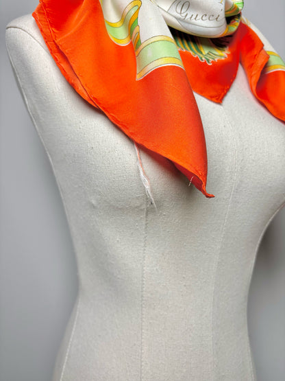 Gucci Floral Printed Hand-rolled 33 x 33 Vintage Silk Scarf