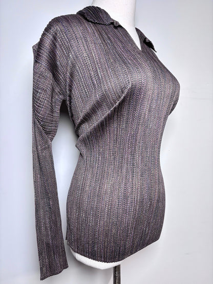 Women Size F (Free/One Size) Issey Miyake Brown Stripe Stretch Top