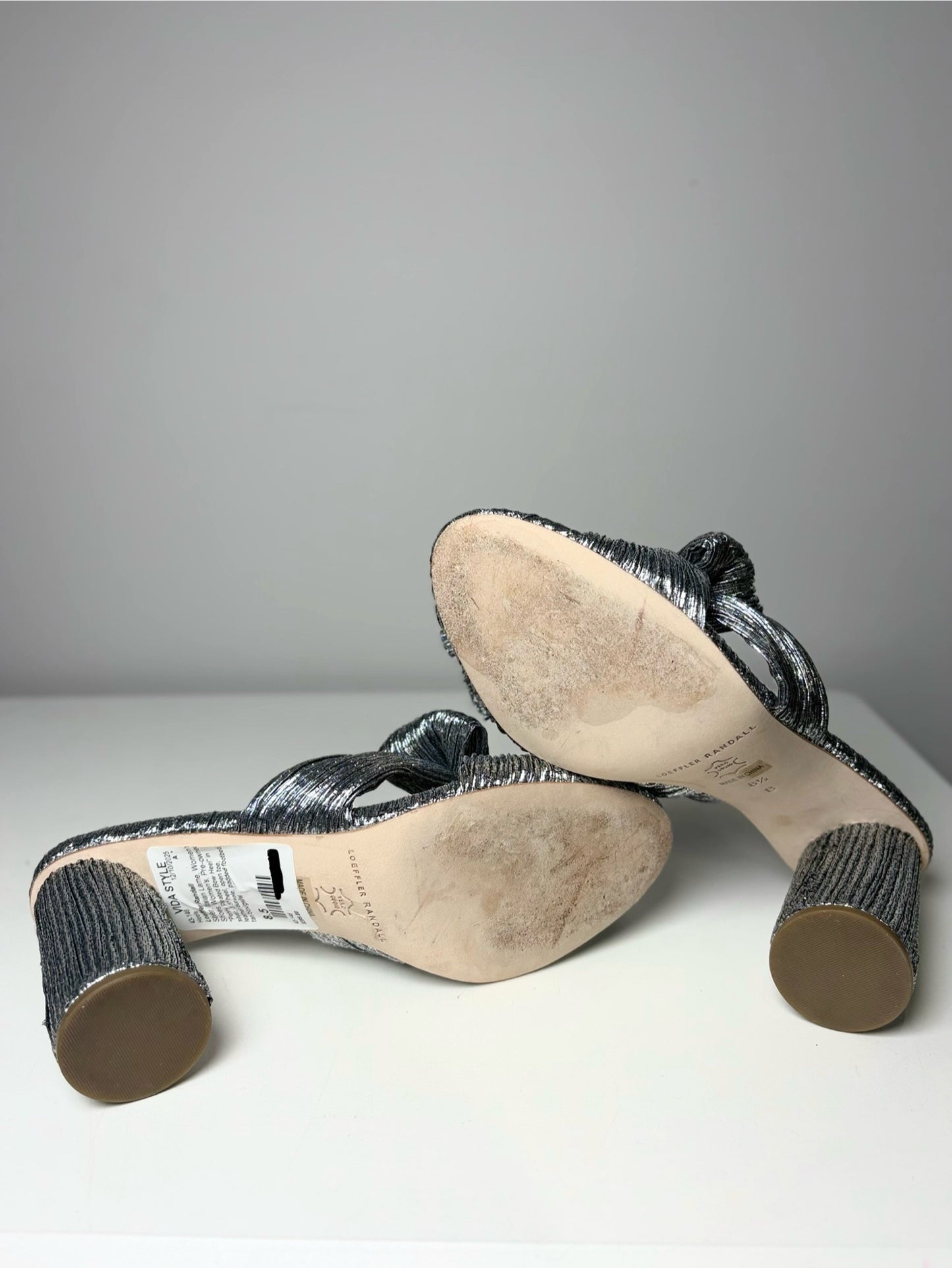 W Shoe Size 8.5 Loeffler Randall Silver Italian Lame Heels