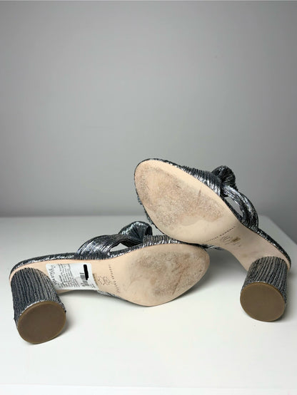 W Shoe Size 8.5 Loeffler Randall Silver Italian Lame Heels