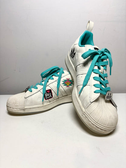 Men Shoe Size 10 Adidas Superstar x Arizona Iced Tea White & Teal Leather Pre-Owned Sneakers