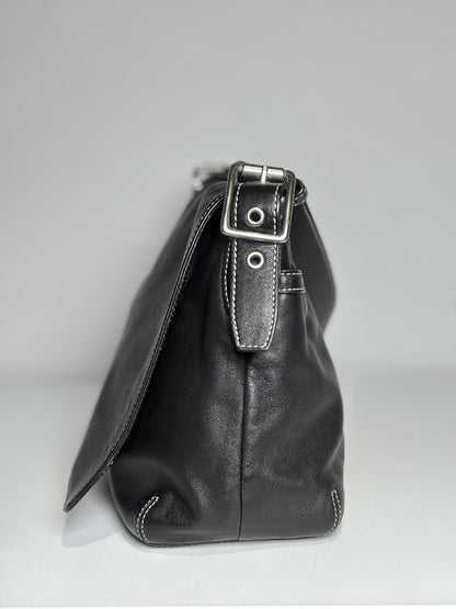 Women's Coach #9570 Hampton Legacy Black Flap Leather Pre-owned