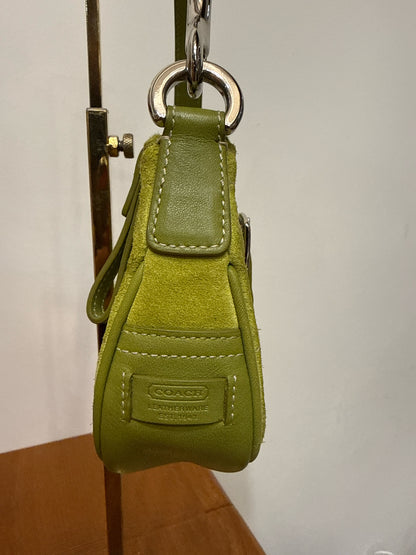 Vintage Coach Chartreuse Leather Baguette Demi K30-7558 Pre-owned Y2K Shoulder Purse