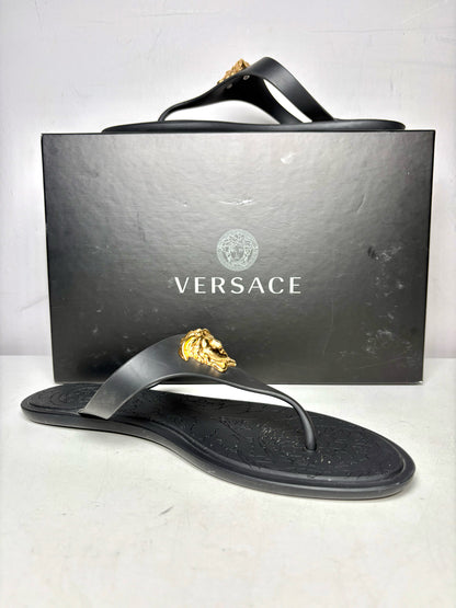 W Shoe Size 37 (6.5) Versace Black TPU Pre-owned Sandals