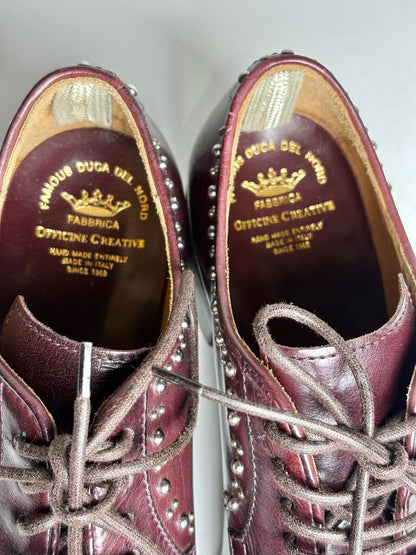 W Shoe Size 36 (6, US) Officine Creative Burgundy Leather Cowhide Lace-ups