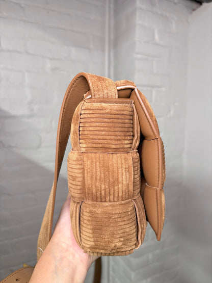 Bottega Veneta Weave Suede Brown Medium Purse