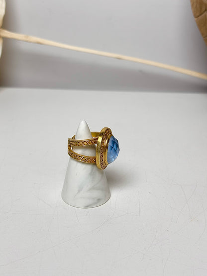 Gold Julie Vos Chalcedony Blue 5.5 24K Gold Plated Ring