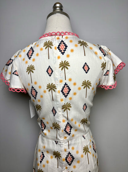 Women Size 4 Never Fully Dressed Off-white Print 100% Cotton Pre-owned Dress