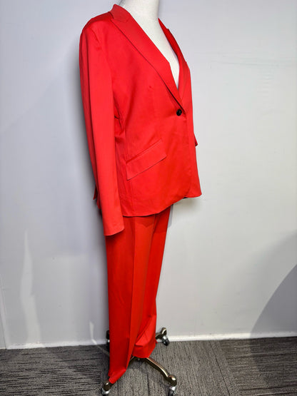 Women Size 48 (L, US) Belvest Red Pure Wool 2-piece Blazer, Pants Suit
