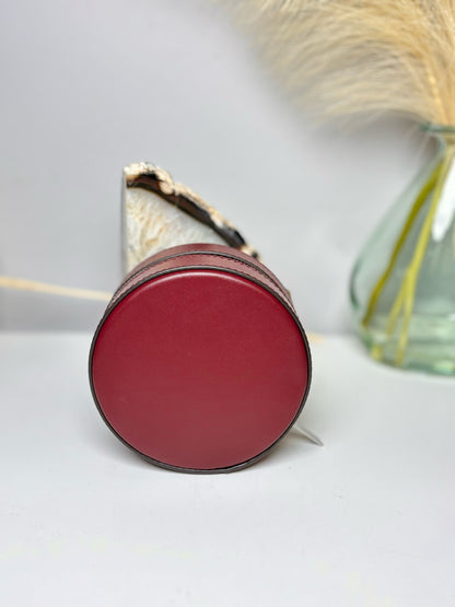 Burgundy Tory Burch Solid Leather Jewelry Case