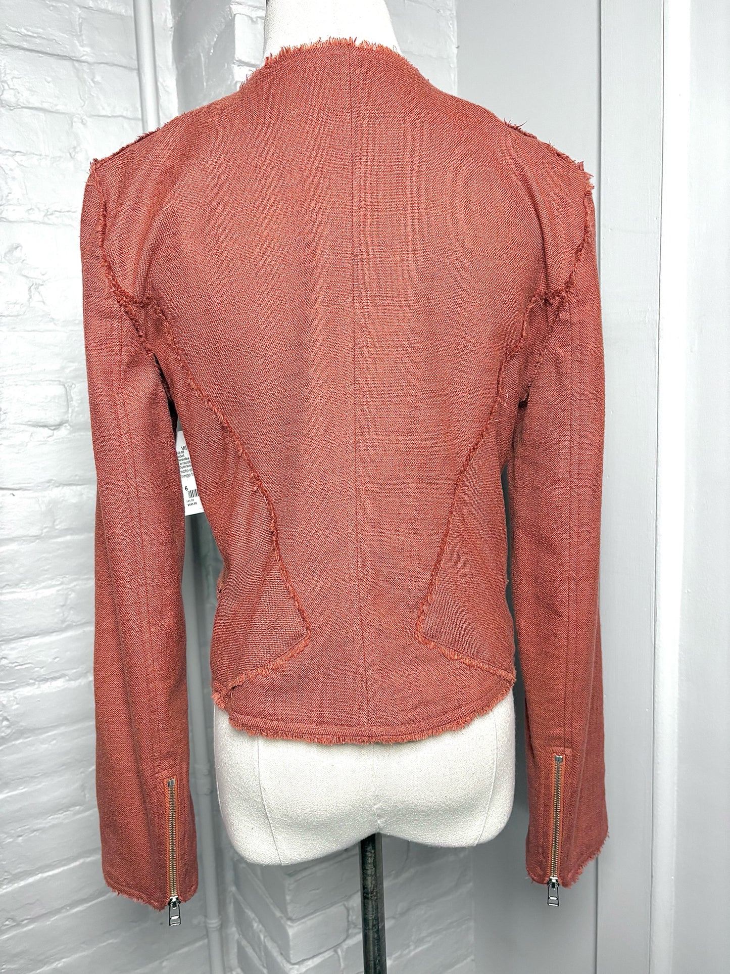 Women Size 6 Veronica Beard Terracotta Moto  Pre-owned Jacket