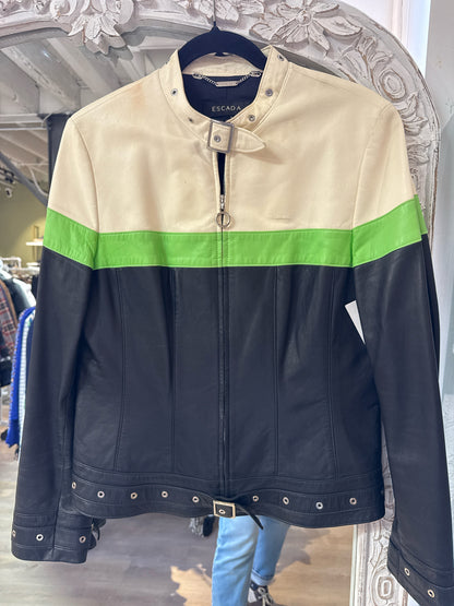 Women Size 42 (M, US) Escada Black, Green, Cream Colorblock Vintage Jacket
