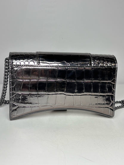 Balenciaga Gunmetal Hourglass Wallet on Chain NWOT Pre-owned