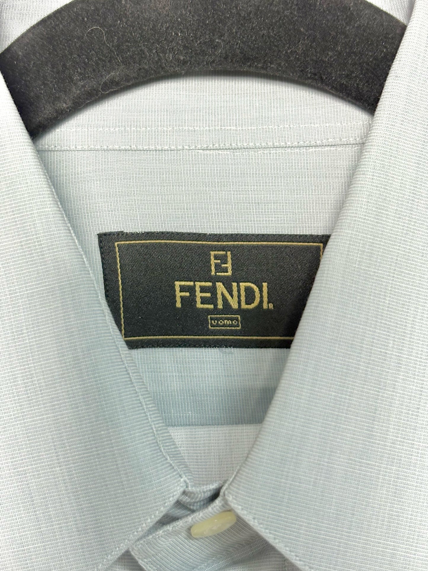 Fendi Blue Cotton Men's Shirt