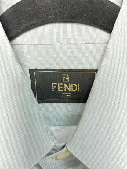 Fendi Blue Cotton Men's Shirt