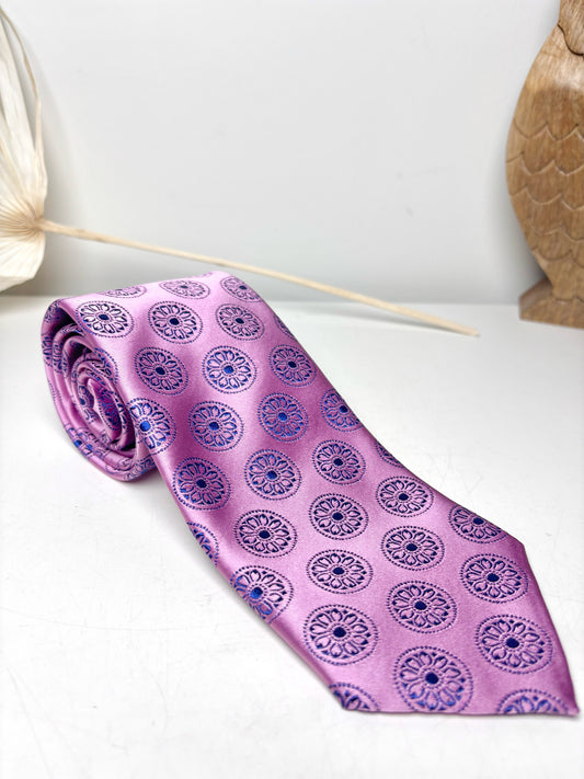 Charvet Pink, Blue Silk Embroidered Men's Tie