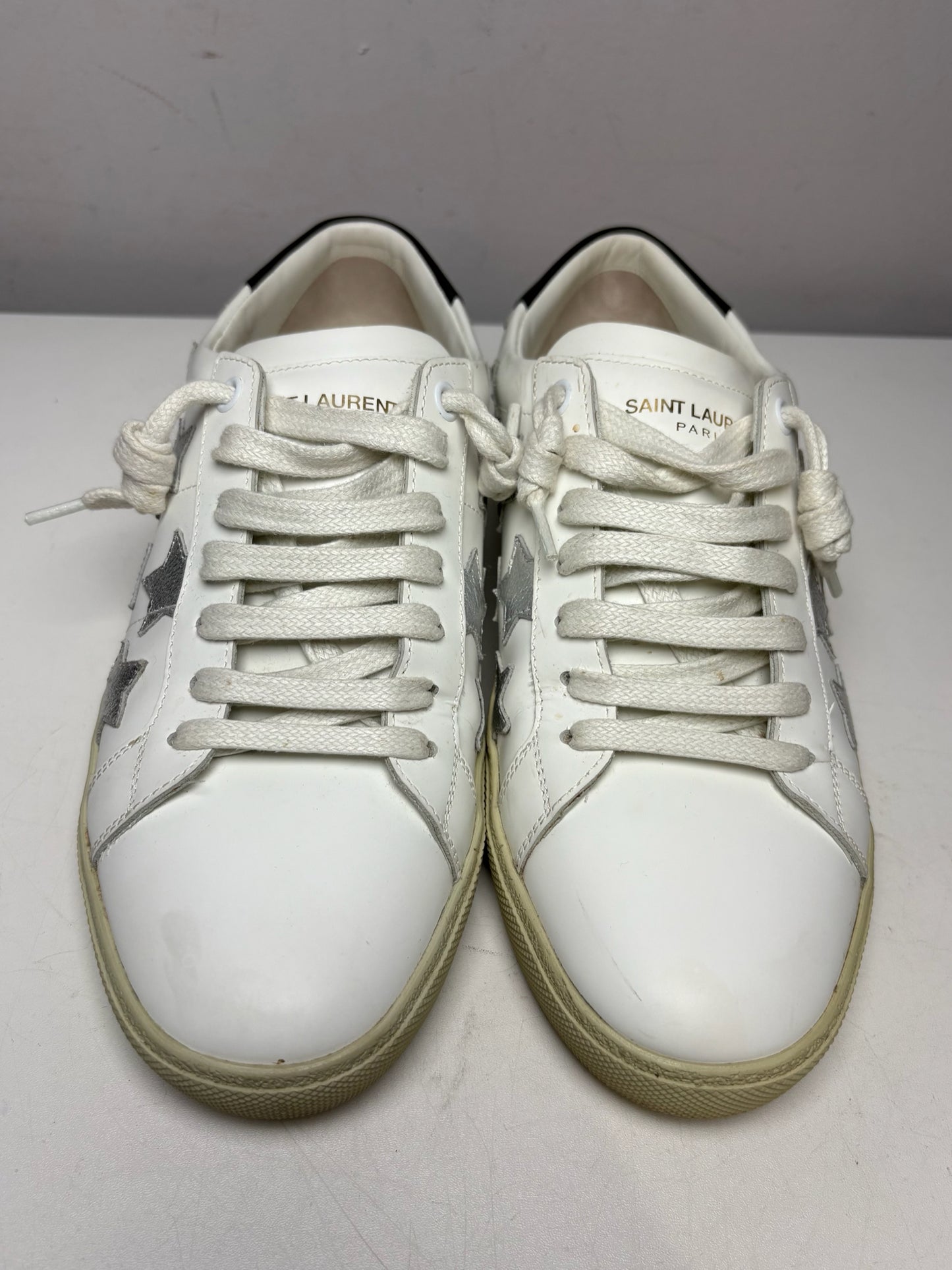 Women's Shoe Size 38 (US 8) Saint Laurent White & Silver Star Pre-Owned Sneakers