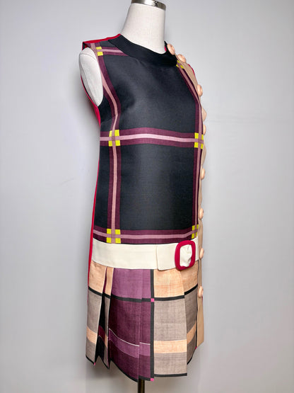 Prada Multi-Color Colorblock Shift Mod-Style Wool/Silk Sz 38 Pre-owned Dress