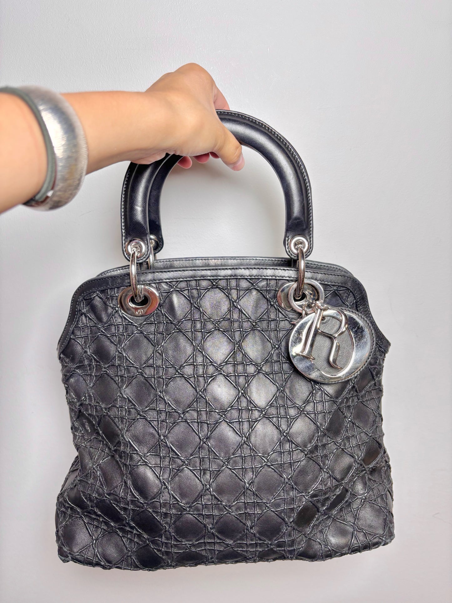 Christian Dior Cannage Stitch Granville Two Handles Satchel