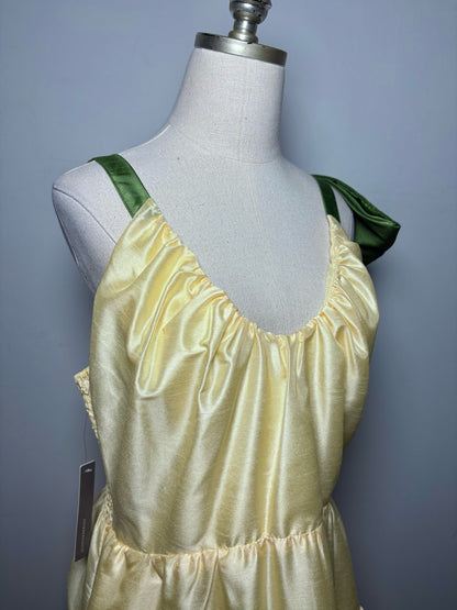 Women Size XL Hutch Pale Yellow Green Shoulder Ties Pre-owned, NWT Dress