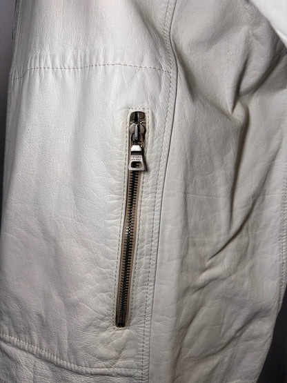 Vintage Prada White Leather Solid Men's Size 52 Moto Jacket