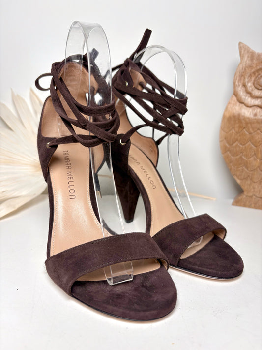 W Shoe Size 37 Tamara Mellon Brown Suede Heels