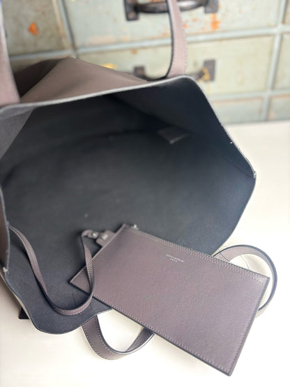 Yves Saint Laurent Dark Grey North-South Shopping Tote w/Tassel