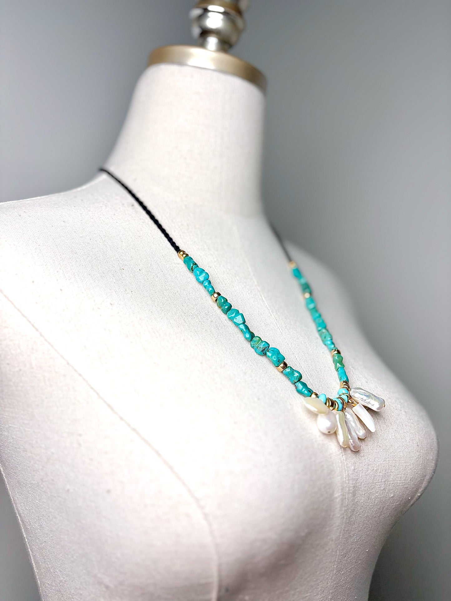 Lizzie Fortunato Turquoise, Freshwater Pearls Cord Necklace