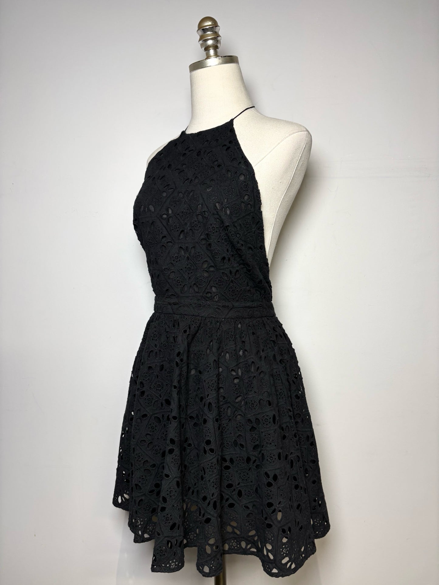 Women Size XS Zimmermann Black Eyelet Halter Dress