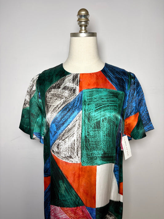 Women Size 8 Hunter Bell Valerie Mosaic Silk Blend Pre-owned NWT Midi Dress