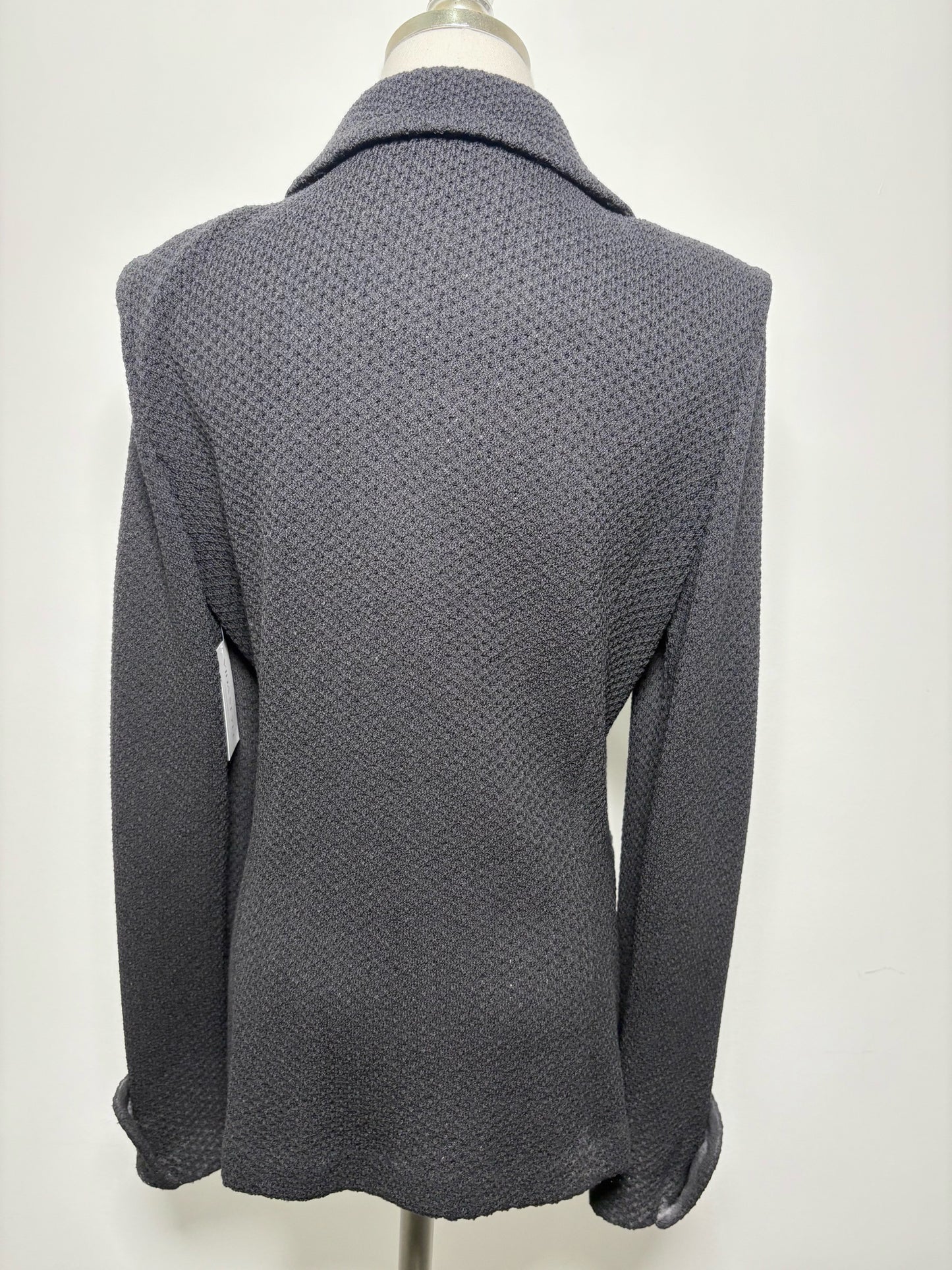 Women Size 6 St. John Caviar Black Solid Wool Blend Jacket