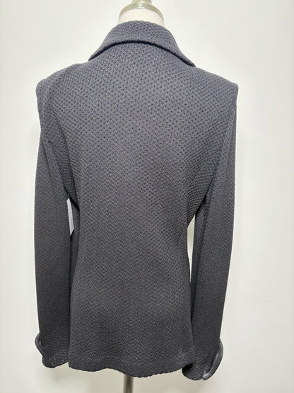 Women Size 6 St. John Caviar Black Solid Wool Blend Jacket