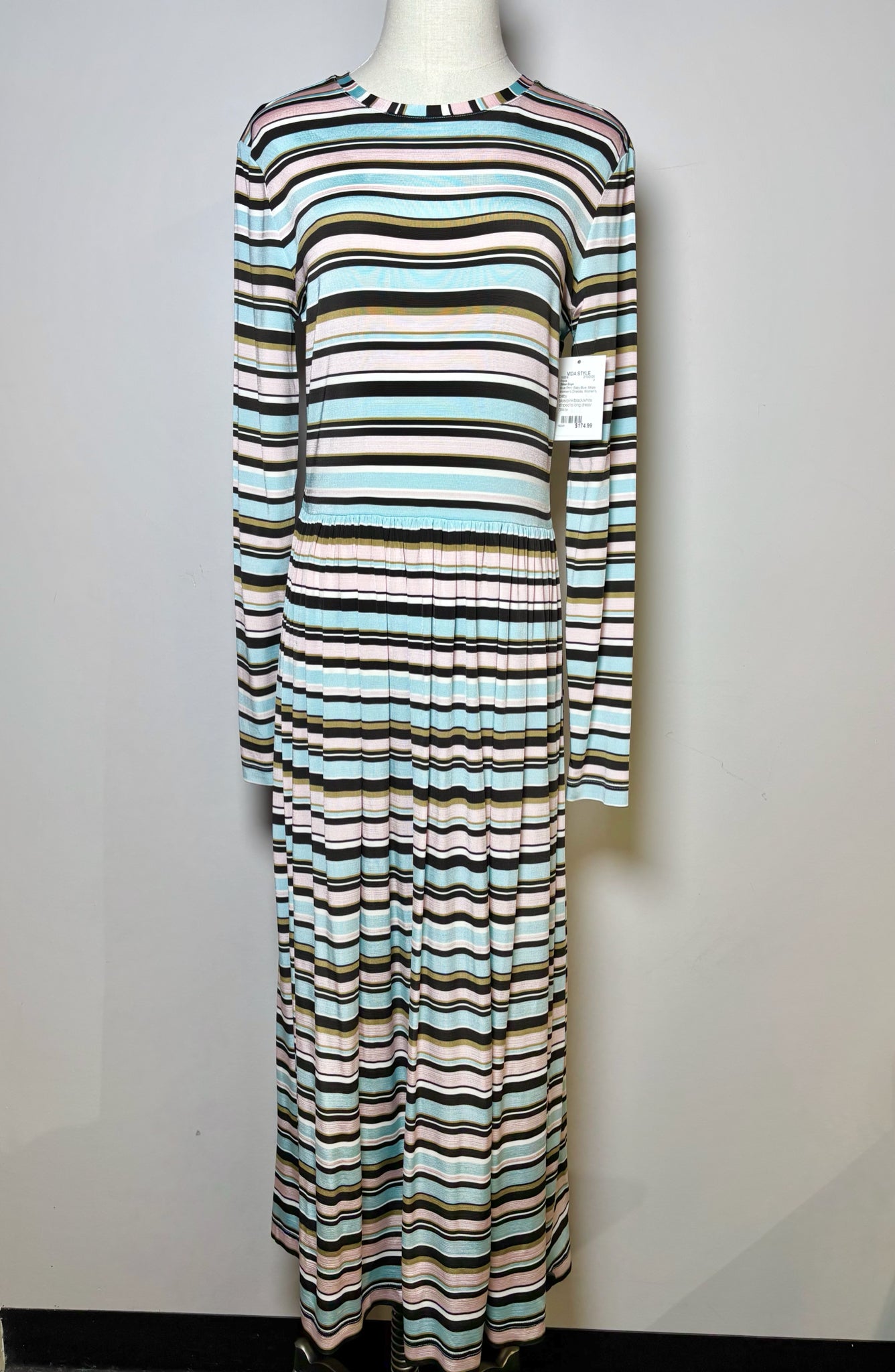 Blue Print Stine Goya Baby Blue Stripe Viscose Dress