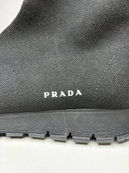 Women's Shoe Size 38 Prada Prax 01 Black Nylon Knit Sock Pre-Owned High-Top Boots