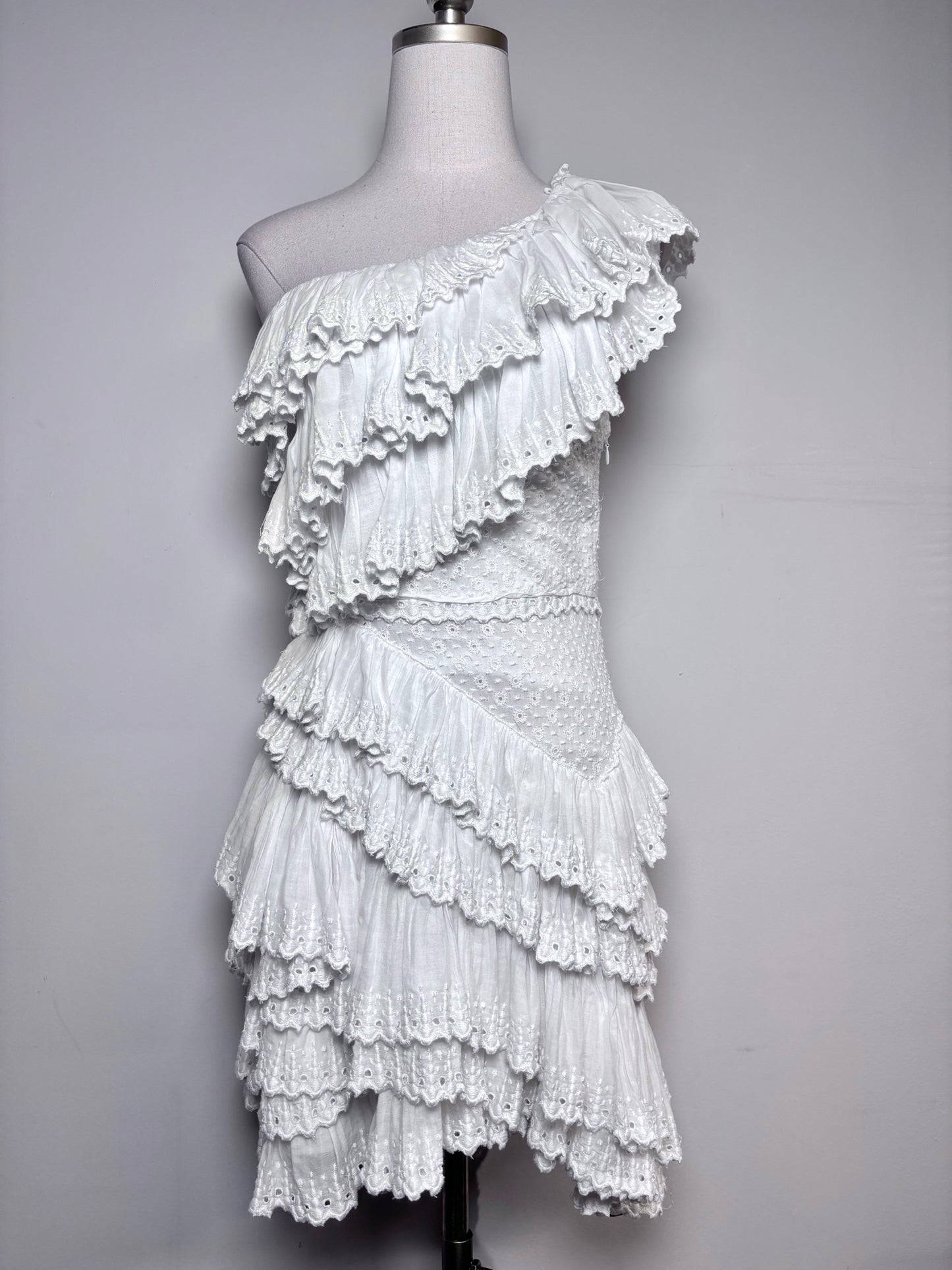 Women Size 36 (2) Isabel Marant White Eyelet Lace Mini Dress