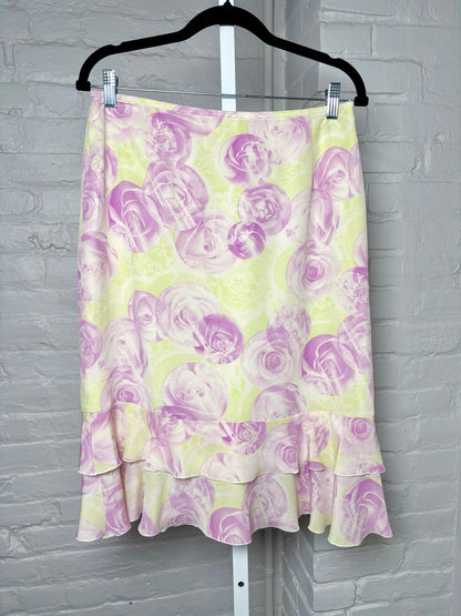 Women Size 40 Escada Yellow, purple, pink Floral Skirt