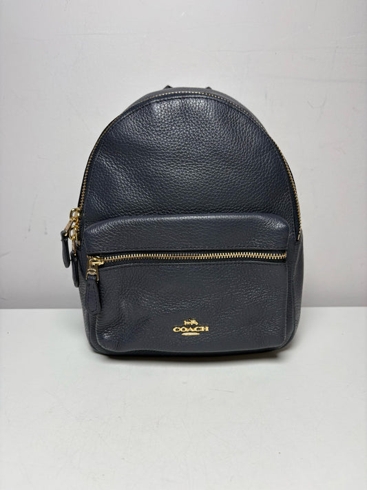 Women's Coach Gray Pebble Leather Pre-Owned Mini Backpack F28995