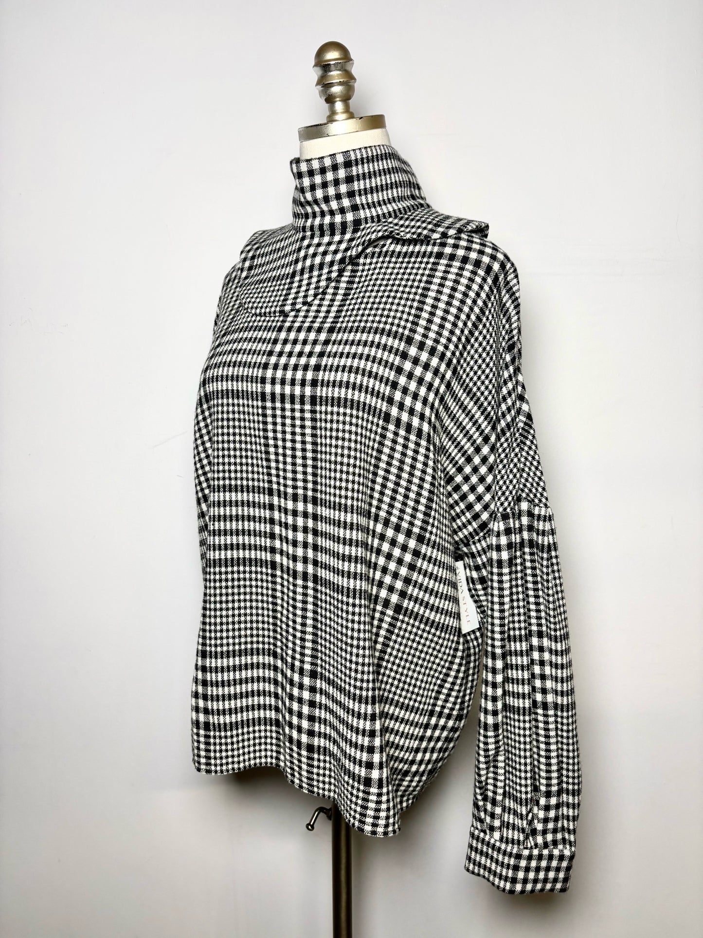 Women Size 6 Tibi Black/White Plaid 62% Wool 38% Polyamide Pre-owned Top