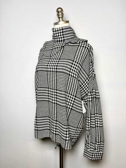 Women Size 6 Tibi Black/White Plaid 62% Wool 38% Polyamide Pre-owned Top