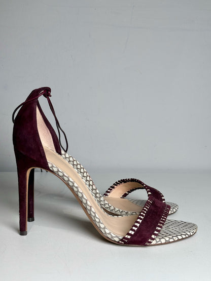 W Shoe Size 38 (8 US) Alexandre Birman Burgundy, Cream Leather Suede Heels