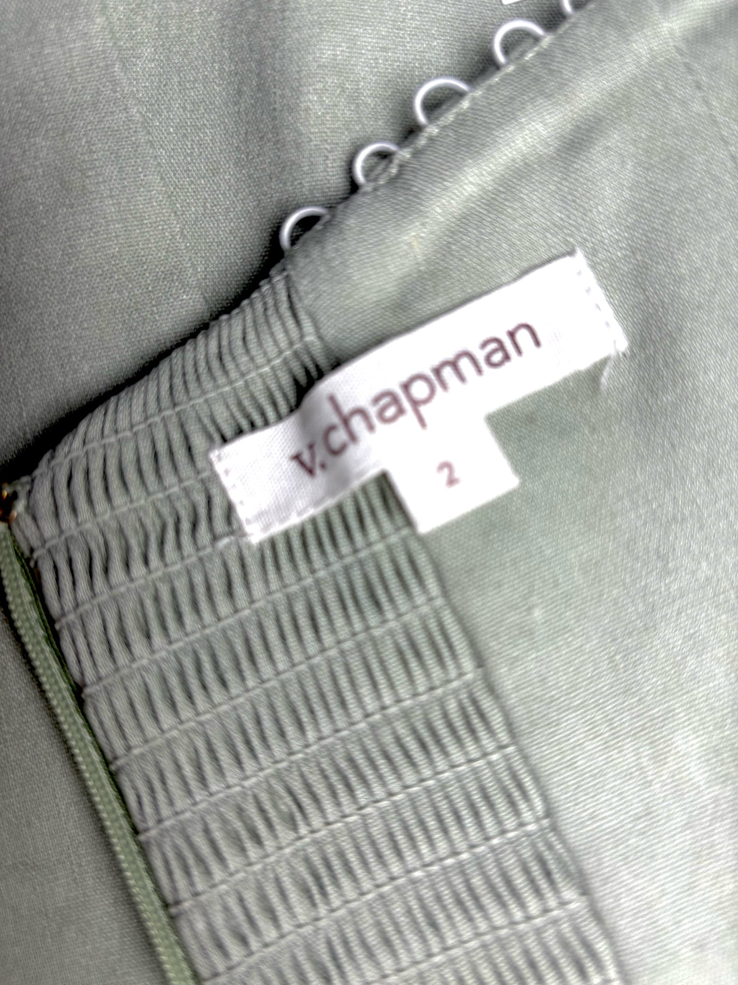 Women Size 2 (S) V. Chapman Liliana Sage Green Linen Blend Midi Dress
