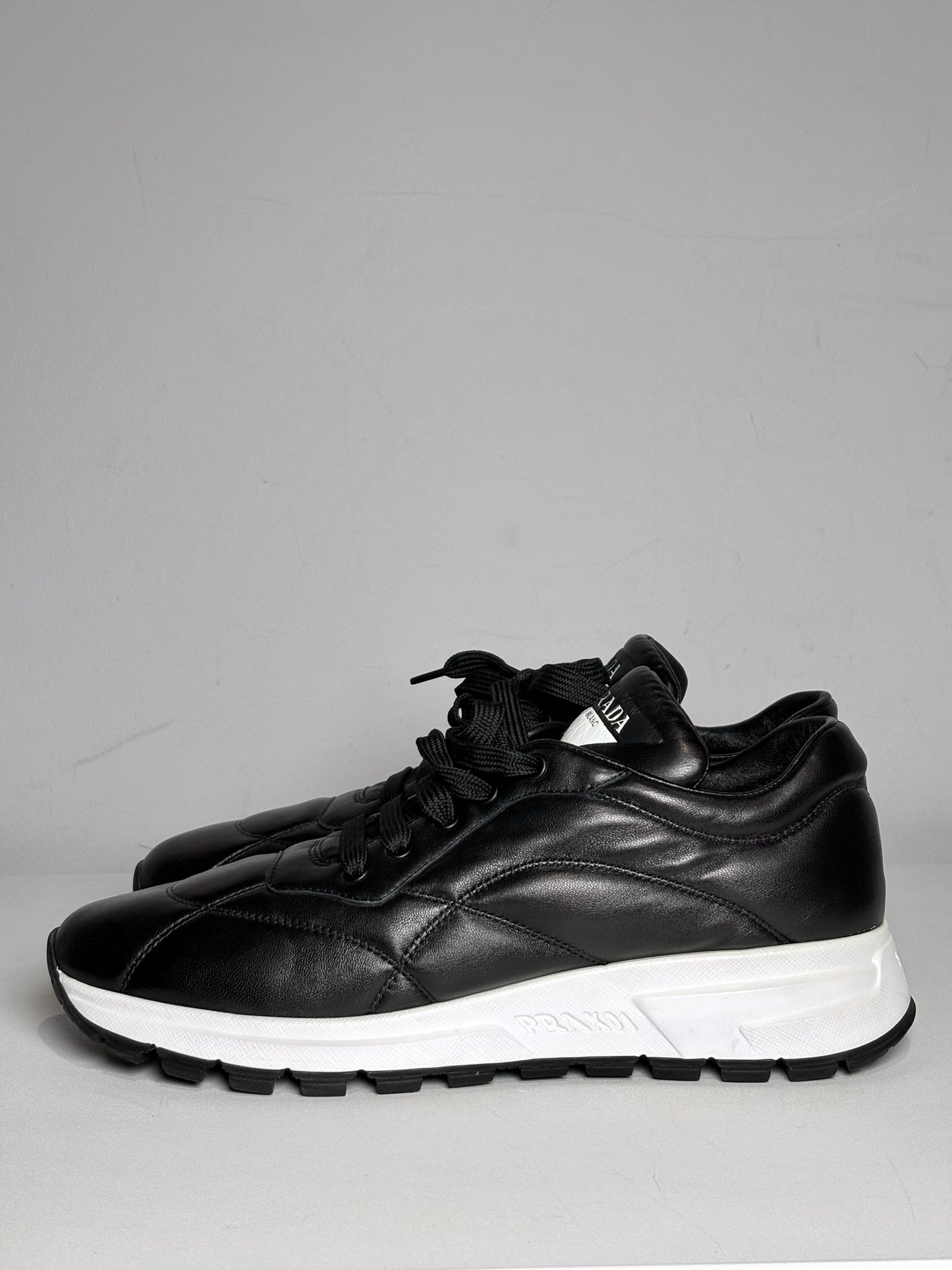 W Shoe Size 40 (10) Prada Prax 01 Black, White Calfskin Women's Sneakers