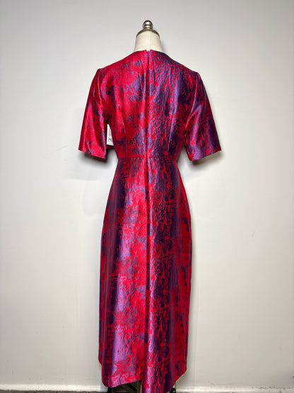 Women Size M Tuckernuck Purple, Red Jacquard Poly Blend Women's Pre-owned Dress